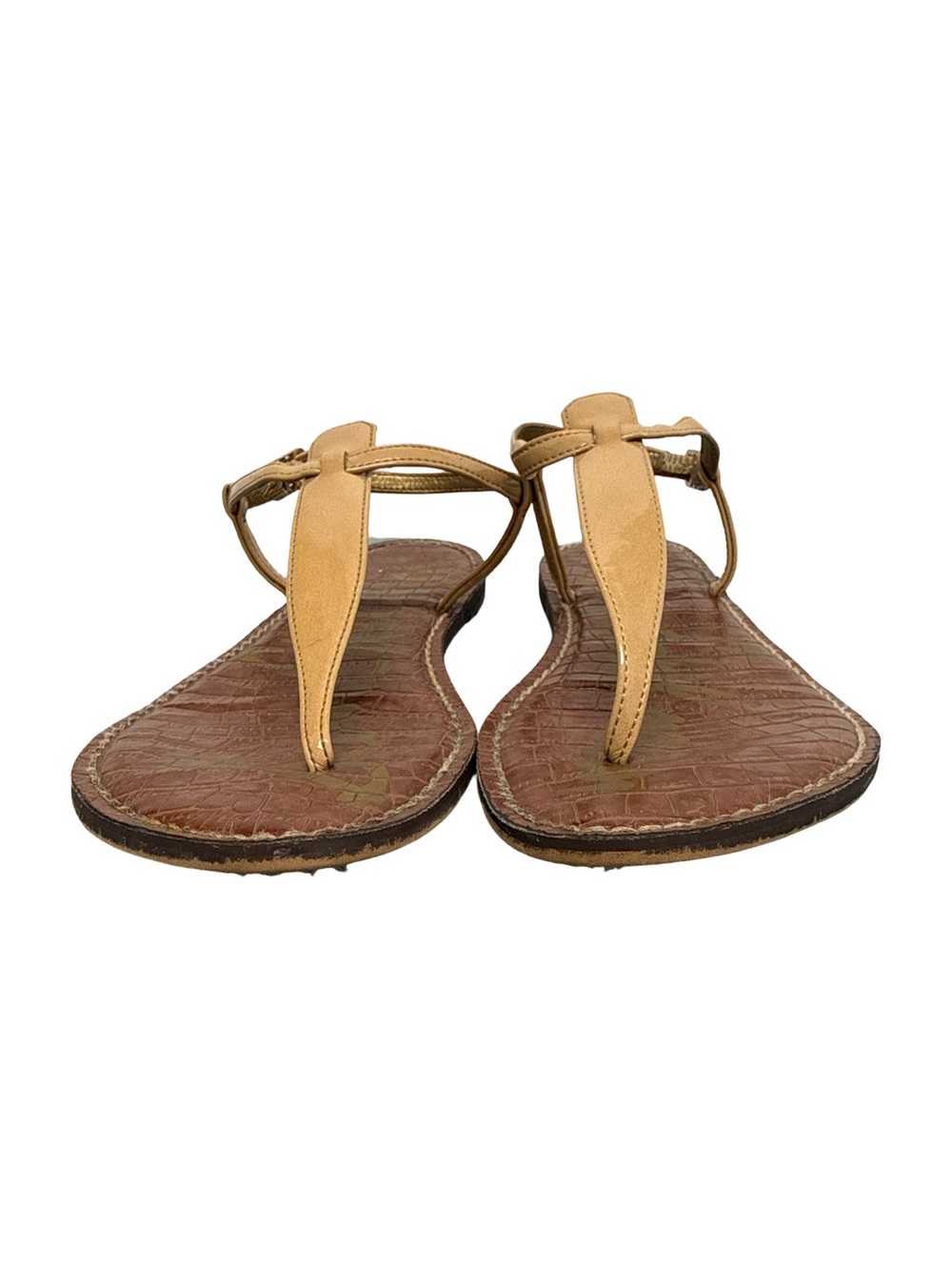 Sam Edelman GIGI Leather T-Strap Flat Sandals - Women’s 9 Tan - Picture 4 of 14